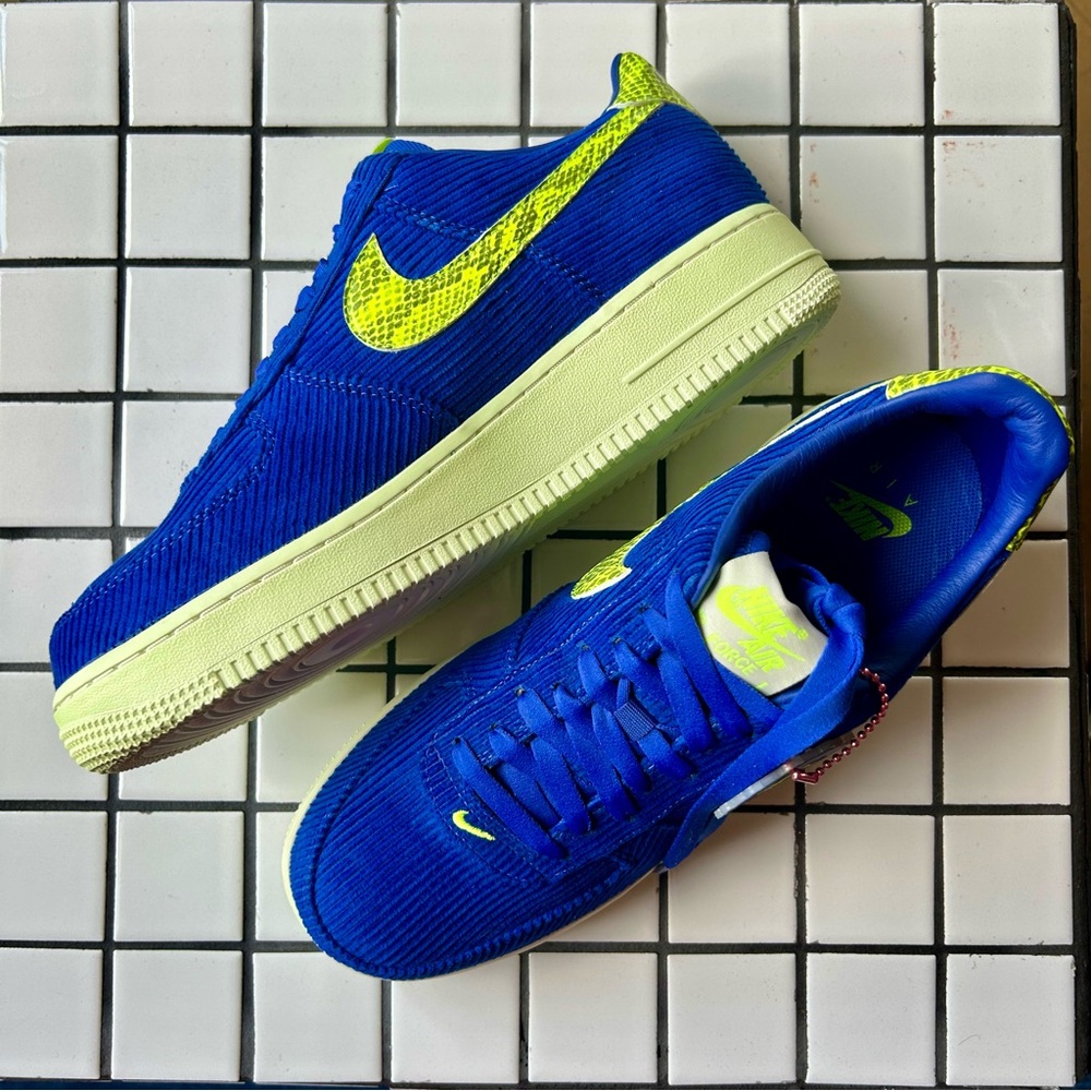Nike x Olivia Kim Air Force 1 Low in Blue Corduroy / Neon Snakeskin sz 9.5 NWOB